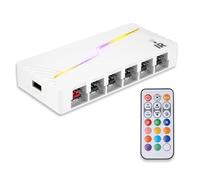 Temperature Regulated Double 12 Port Fan Splitter 3Pin ARGB + 4Pin PWMs Controller ABS Construction for Cooling ARGB and Pwms Cooling Fan Splitter