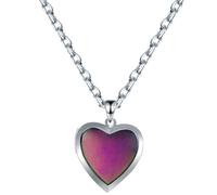 Temperature Sensing Color Changing Mood Necklace Heart Shape Pendant Control Emotion Feeling Stainless Steel Chain Necklace Jewelry Useful