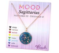 Temperature Sensing Color Changing Mood Pendant Necklace 12 Constellation Zodiac Necklace with Message Card for Women Astrology Horoscope Jewelry Birthday Gifts, Acrylic, Agate