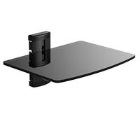 Tempered Black Glass Floating Shelf Wall Mount 1 Tier for DVD Players, Sky/Virgin Box, Games Consoles, TV Accessories and Speakers