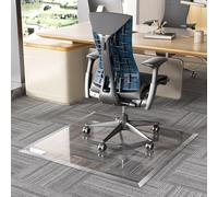 [Tempered Glass] 91 x 91cm Beveled Edge Glass Chair Mat with Polished Edge Clear Office Chair Mat, Glides Smoothly, Suitable for Carpet or Hardwood Floors