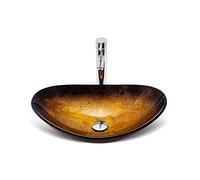 Tempered Glass Bathroom Sink with Waterfall Faucet for Modern Vanity Countertop Basin