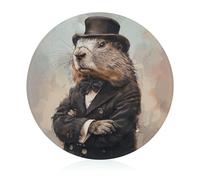 Tempered Glass Charming Prairie Dog Cutting Board Heat Resistant, Round Chopping Board with Non-slip Feet, Fruit Glass Cutting Boards for Kitchen Counter, Small Chopping Boards 8x8 Inch