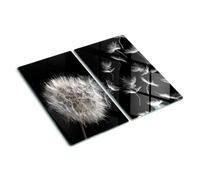 Tempered Glass Chopping Board 2x30x52 cm Grip Feet Rectangular Glass Printed Easy to Clean Stain and Heat Resistance Polished Edges Bacteria-Resistant Smooth Surface Food Contact - Dandelion