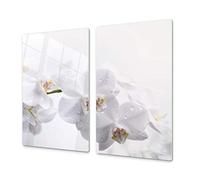 Tempered Glass Chopping Board - Glass Cutting Board and Worktop Saver; Measures: Single: 23,62” x 20,47”; Double: 2 x 11,81” x 20,47”; D06 Flowers Series: Orchid 1