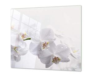 Tempered Glass Chopping Board - Glass Cutting Board and Worktop Saver; Measures: Single: 23,62” x 20,47”; Double: 2 x 11,81” x 20,47”; D06 Flowers Series: Orchid 1