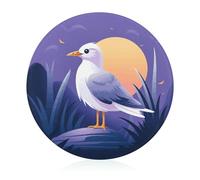 Tempered Glass Coastal Painter Cutting Board Heat Resistant, Round Chopping Board with Non-slip Feet, Fruit Glass Cutting Boards for Kitchen Counter, Small Chopping Boards 8x8 Inch