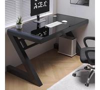 Tempered Glass Computer Desk with Cable Management Holes for Home Office, Study, and Bedroom
