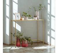 Pirlo Plush Tempered Glass Console Table for Hallway Living Gold Pirlo Plush Gold