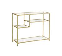 Tempered Glass Console Table with Shelves