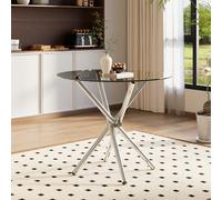 Tempered Glass Crossover Round Dining Table