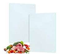 Tempered Glass Cutting Board, 2pcs Chopping Board Toughened Glass Non-Slip Rubber Feet, 20x28cm Long Lasting Tray for Kitchen Countertop, Table, Shatter-Resistant, Heat-Resistant