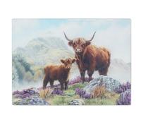 Tempered Glass Cutting Board Chopping Serving Cheese Board Nature Highland Cow