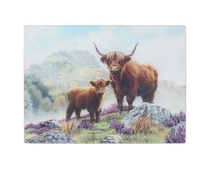 Tempered Glass Cutting Board Chopping Serving Cheese Board Nature Highland Cow