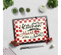 Tempered Glass Cutting Board for Kitchen, Rectangle with Rubber Feet, Heat Resistant, Non-Slip | 30cm x 40cm | (Kitchen Heart)