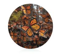 Tempered Glass Cutting Board Sturdy Monarch Butterflies Butcher Block Personalized Round Chopping Board with Non-Slip Feet Scratch Resistant Chopping Block for Kitchen Outdoor