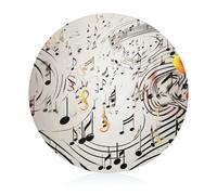 Tempered Glass Cutting Board Sturdy Music Notes Print Butcher Block Personalized Round Chopping Board with Non-Slip Feet Scratch Resistant Chopping Block for Kitchen Outdoor