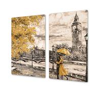Tempered Glass Cutting Board - Worktop Saver and Pastry Board; Measures: Single: 23,62” x 20,47”; Double:2 x 11,81” x 20,47”; D13 Images: Big Ben Yellow Umbrella