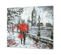 Tempered Glass Cutting Board - Worktop Saver and Pastry Board; Measures: Single: 23,62” x 20,47”; Double:2 x 11,81” x 20,47”; D13 Images: Big Ben red Umbrella