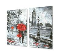 Tempered Glass Cutting Board - Worktop Saver and Pastry Board; Measures: Single: 23,62” x 20,47”; Double:2 x 11,81” x 20,47”; D13 Images: Big Ben red Umbrella