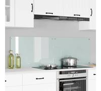 Tempered Glass Kitchen Backsplash White 80x50cm 8mm Heat-Resistant 4 Holes 2pcs.