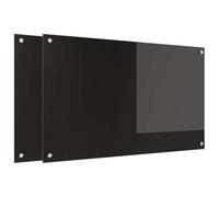 Tempered Glass Kitchen Splashback, Black, Pack of 2, 100 x 60 cm with 8 mm Thickness, Heat Resistant and Durable for Modern Kitchens Indoor with Pre-Drilled Holes