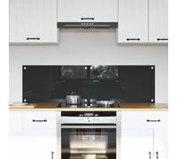 Tempered Glass Kitchen Splashback, Dark Grey, 70 x 40 cm, Pack of 2, Heat Resistant with Pre-Drilled Holes, Modern for Kitchen, Protection Against Splashes and Heat Damage