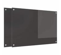 Tempered Glass Kitchen Splashback, Dark Grey, 90 x 60 cm, Pack of 2, Heat Resistant with 4 Pre-Drilled Holes, Modern Design for Kitchen, Protection Against Splashes and Heat Damage
