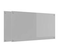 Tempered Glass Kitchen Splashback, Light Grey, 110 x 60 cm, 2-Piece with 4 Pre-Drilled Holes, Heat Resistant and Easy to Clean, Ideal for Modern Cooking and Roasting in the Home
