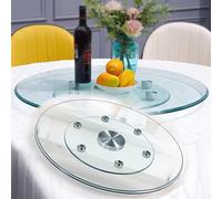 Tempered Glass Lazy Susan 27in Tabletop Turntable 31in Clear Round Rotating Tray for Dining Table Display Rotating Turntable with Aluminum Alloy Bearing Smooth Spin (Size : 50cm/20)