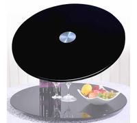 Tempered Glass Lazy Susan Dining Table Serving Plate 20in 24in 27in 31in 35in 39in Shatter-Proof Black Turntable 360° Rotating Tray for Home Fully Assembled (Size : 50cm/20) (One Color 70cm/27")
