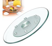 Tempered Glass Lazy Susan Turntable, Clear Round Rotating Tray for Kitchen Serving, Thick 12mm, Anti-Tilt with Auxiliary Wheels, Easy Food Sharing, 140cm