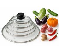 Tempered Glass Lid Fit To Regular Sizes Frying Pans Dishes Saucepans Universal Casserole Pan Crock Pots Steel Vented Lids Replacement With Knob Handle and Backlite Button (18cm Glass Lid)