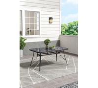 Tempered Glass Marble Outdoor Garden Table Garden Sanctuary Black L