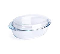 Tempered Glass Oval Casserole Dish with Glass Lid, Oven, Freezer and Dishwasher Safe - 3.4 Litre