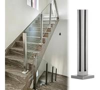 Tempered Glass Railing Standoffs, Square Spigots for Deck Stairs Patio Frameless Balcony, Clear View Post Base Brackets, Black Hardware System