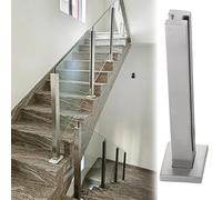 Tempered Glass Railing Standoffs, Square Spigots for Deck Stairs Patio Frameless Balcony, Clear View Post Base Brackets, Black Hardware System