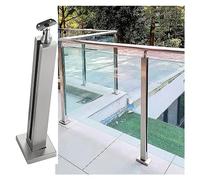 Tempered Glass Railing Systems for Indoor & Outdoor Balustrades, Stainless Steel with Black Corner Post, 60" Height, Easy Install, Modern Design, Durable Safety Solution