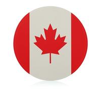 Tempered Glass Retro Canada Flag Cutting Board Heat Resistant, Round Chopping Board with Non-slip Feet, Fruit Glass Cutting Boards for Kitchen Counter, Small Chopping Boards 8x8 Inch