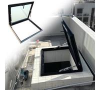 Tempered Glass Roof Hatch - Outdoor Skylight Access Hatch for Ceilings, Security Roof Access Window, Attic Outlet Lid with Hydraulic Rod (56x51cm/22x20in)