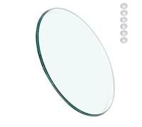 Tempered Glass Round Tabletop with Non Slip Pads 8mm Thick Polished Edge Easy to Clean Replacement Table Protector for Dining Coffee Table (88cm)