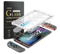 Tempered Glass Screen Protector Compatible with Nintendo Switch 2 2025, Switch 2 Accessories with Auto-Alignment OneTouch System, Bubble Free, 9H Hardness Anti-Scratch, Anti-Fingerprint, Transparent