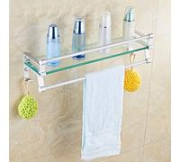 Tempered Glass Shelf Wall Mounted Organizer with Hooks for Bathroom Kitchen Storage
