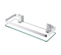 Tempered Glass Shower Caddy - Stylish Aluminum Floating Shelf, Rectangular 1 Tier Bathroom Organizer Rack, Silver Sand Finish for Efficient Storage and Modern Decor