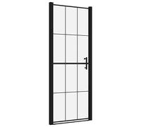 Tempered Glass Shower Door, 81 x 195 cm, Black, 5 mm ESG Safety Glass with Aluminium Frame, Adjustable 78-81 cm, Stainless Steel Handle, Recess Door, Shower Enclosure for Accessible Bathroom