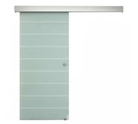Tempered Glass Sliding Barn Door Kit Aluminum-alloy Rail W/Handle-Frosted Glass W/ Stripes - Home Living | TJ Hughes