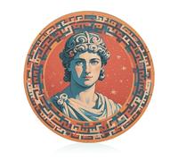 Tempered Glass Stamped with Ancient Rome Cutting Board Heat Resistant, Round Chopping Board with Non-slip Feet, Fruit Glass Cutting Boards for Kitchen Counter, Small Chopping Boards 8x8 Inch