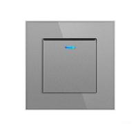 Tempered Glass Standard Rocker Switch, Single Control Flush-Mounted Light Switch for Indoor Home, Hotel and Office Electrical Supplies(Grey)