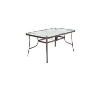 Tempered Glass Steel Garden Dining Table Living and Home Brown One Size