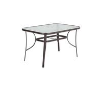 Tempered Glass Steel Garden Dining Table Living and Home Brown One Size